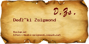 Deáki Zsigmond névjegykártya